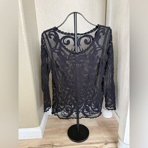 Express Black Sheer Lace Blouse